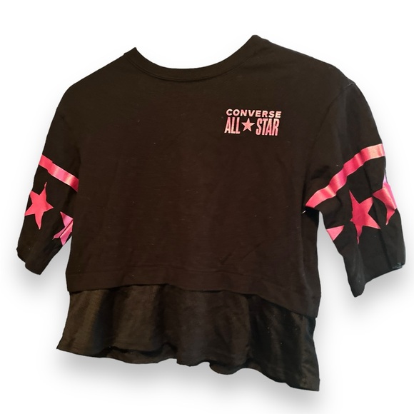 Converse Other - 4for$20❗️Girls Converse Superstar Layered Jersey Cropped T-Shirt | Sz: M (10-12)